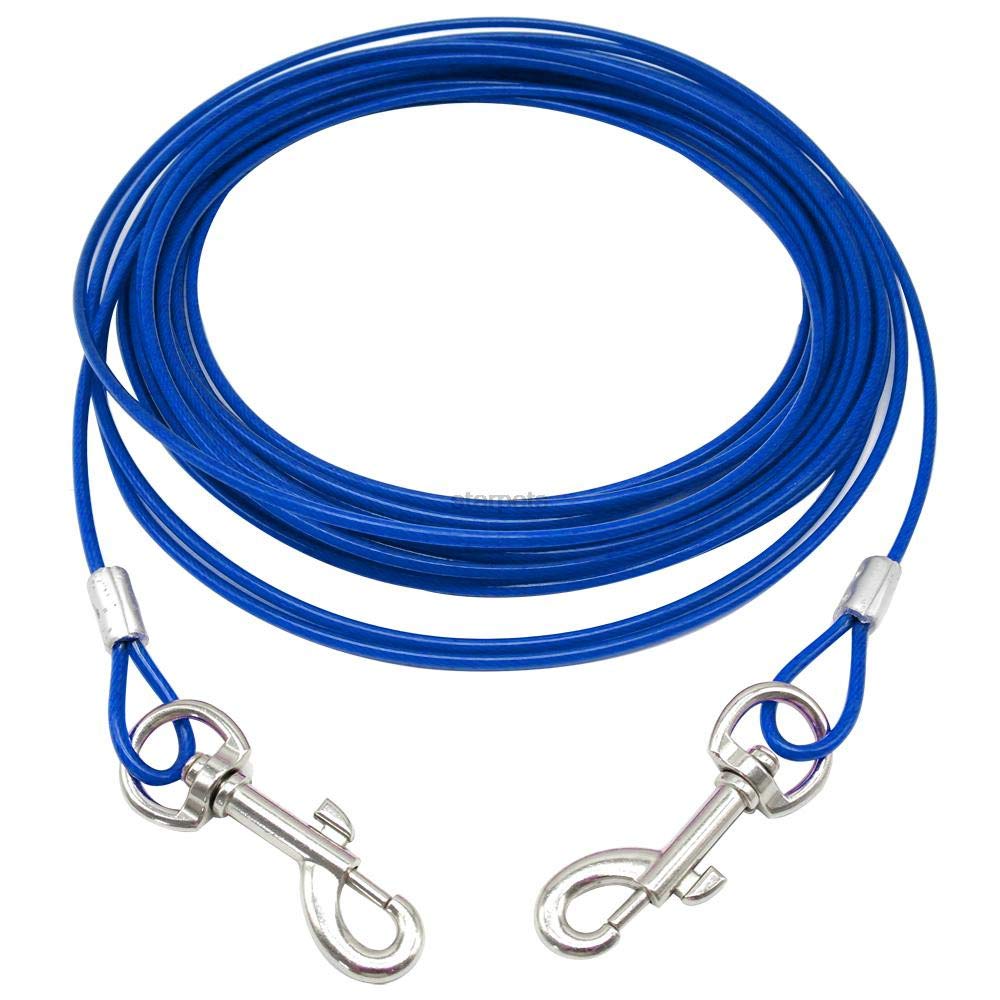 SOCHII Dog Tie Out Down Cable Lead Leash Extention Chew Proof Wire for Outdoor Yard Camping Fit for Small Medium Large Dogs 3M 5M 10M Blue 3m