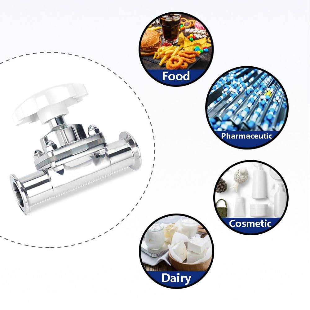 Edelstahl-Membranventil, DN40 1-1/2" Sanitär 2 Wege Silikon Dichtung Tri-Clamp Membranventil für Lebensmittel/chemische Industrie