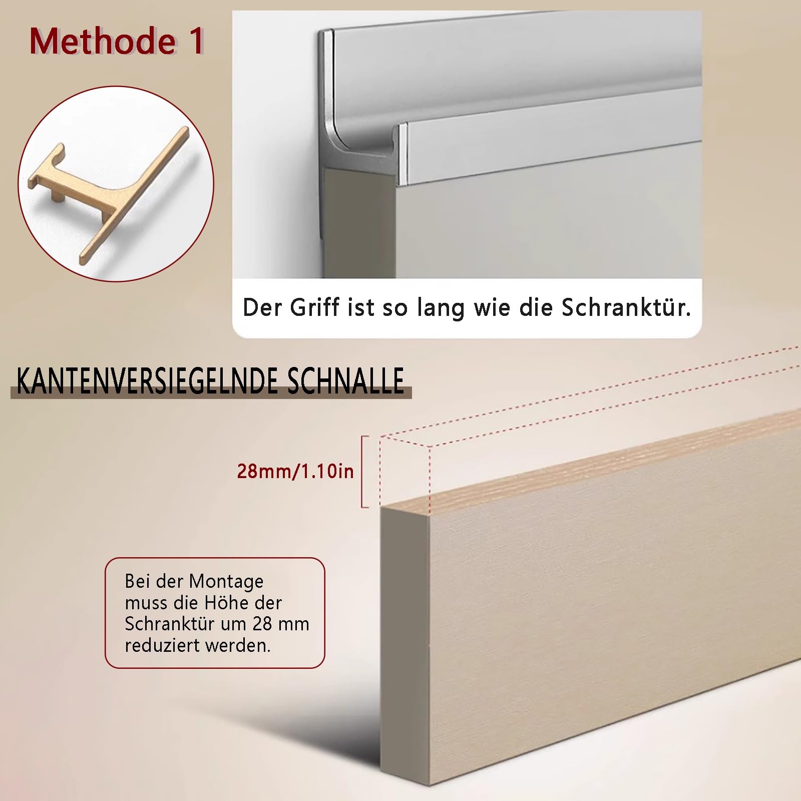 Generisch Türgriffe Aluminium Möbelgriffe für Schrank, 40-140 cm, langlebig und elegant, ideal für Haustüren und Innenräume, 2er Set