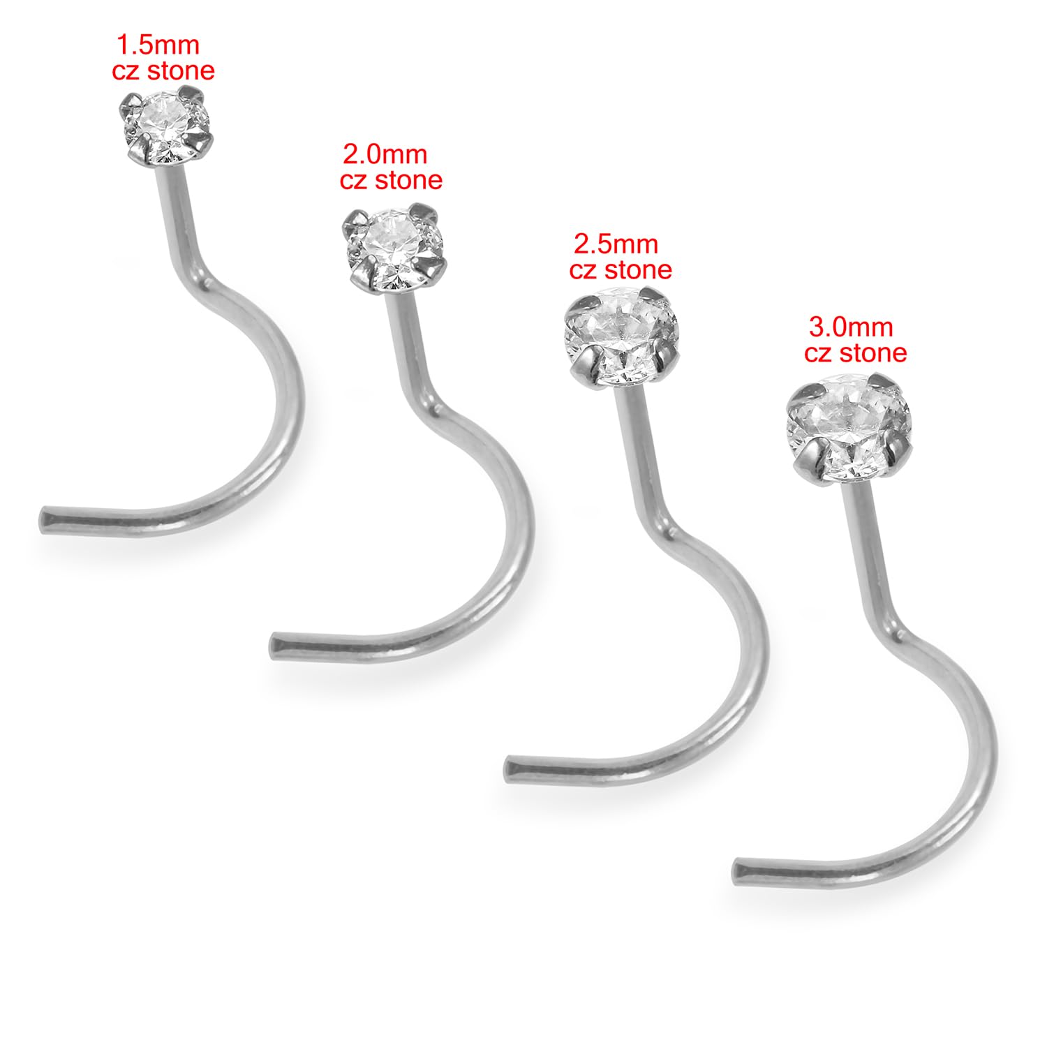 Piercing para la nariz de oro macizo de 14 quilates, calibre 22, con circonita cúbica redonda