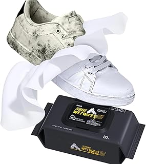 مناديل تنظيف الأحذية - مناديل للاستخدام الفوري والتلميع للأحذية الرياضية والجلدية، مناسبة للأحذية البيضاء وشنط الشبكية وكراسي السيارة، منظف سريع وفعال متعدد الاستخدامات، مقاس واحد، عبوة من 80 منديل