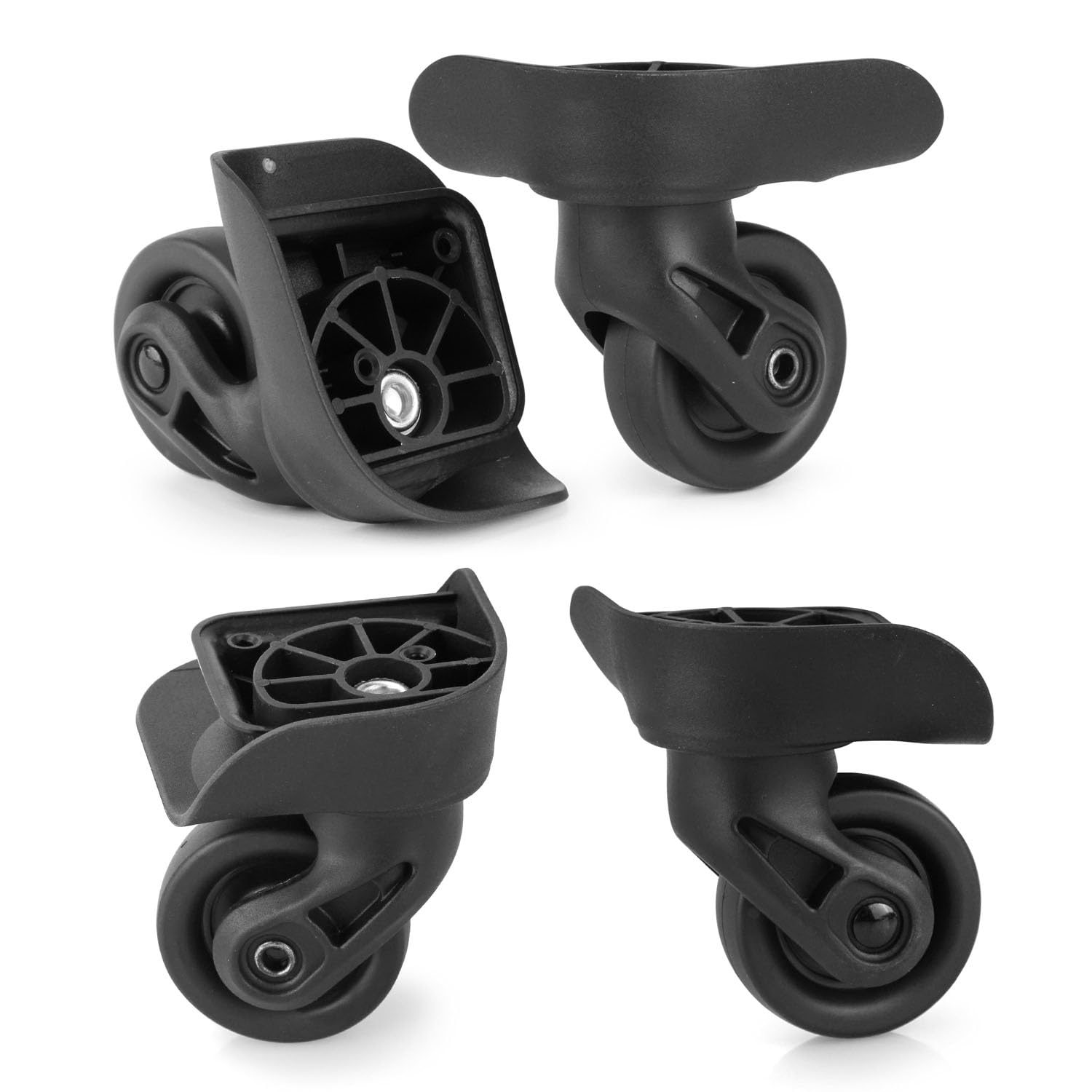 2 Pares Ruedas de Maletas Repuesto Ruedas Recambio para Maleta Ruedas de Equipaje con 2 Agujeros para Tornillos, V237