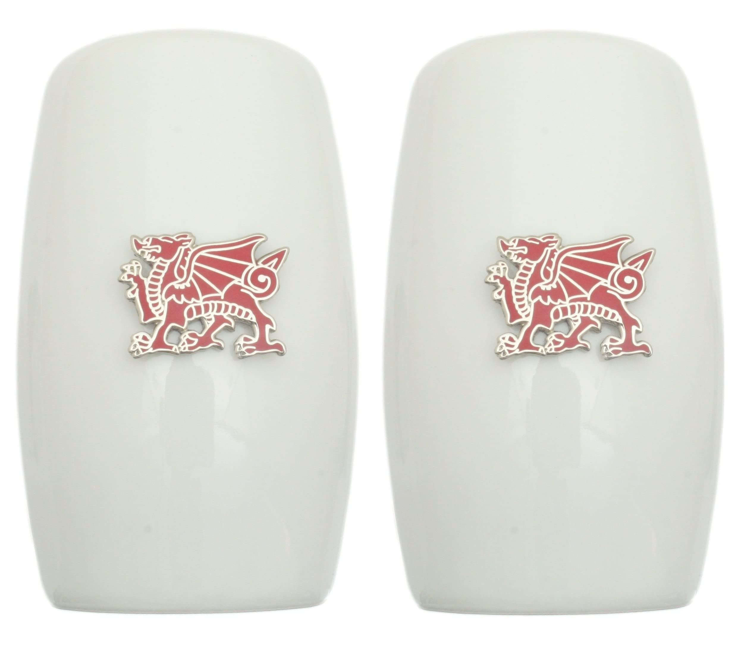 Red Welsh Dragon China Salt and Pepper Shakers Cruet Set Modern White CSP 491