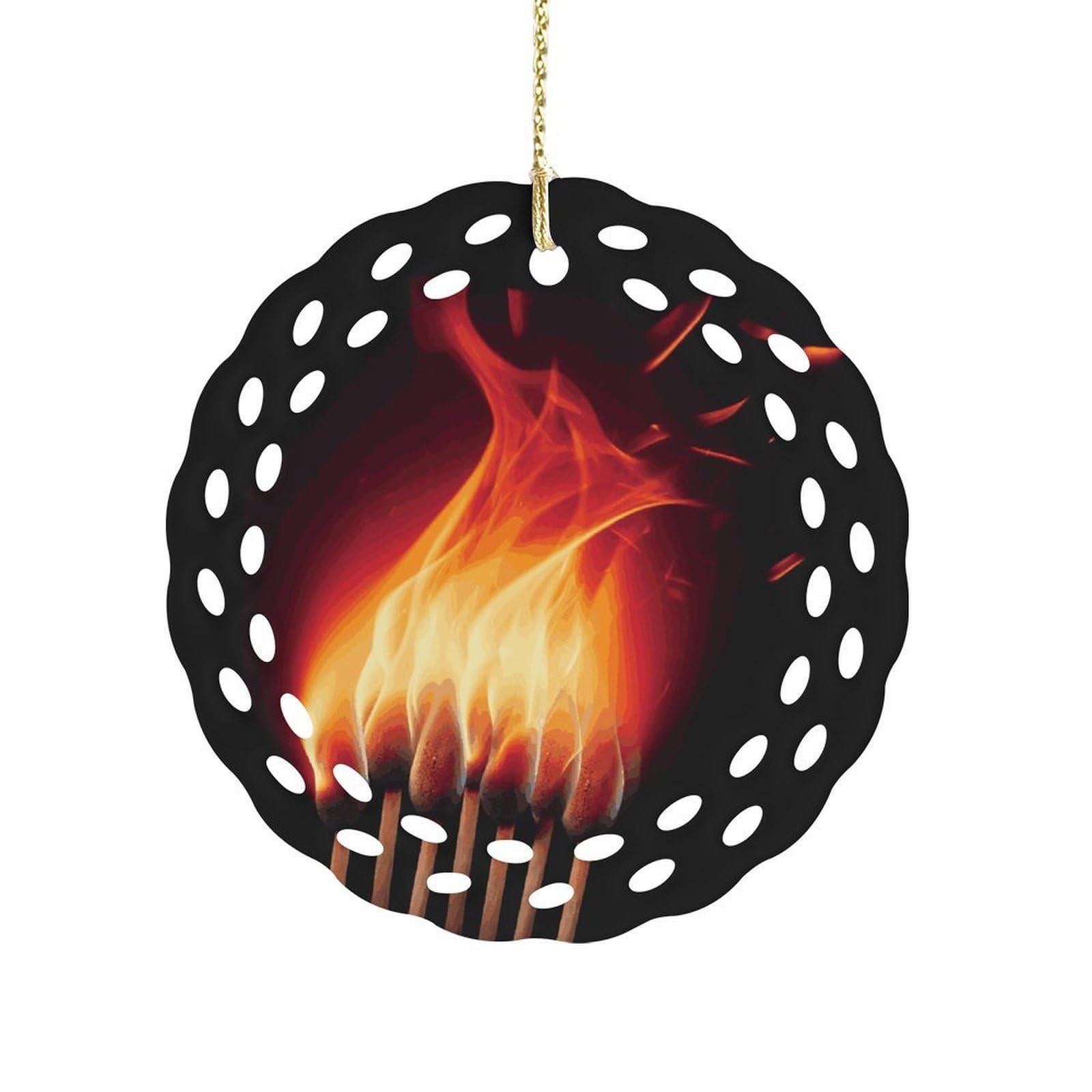 Fodpand Women's Style Flames Matches Ceramic Ornament For Home Decor 3.2" Round Tree Decoration Christmas Ornaments For Men Double-Sided Design