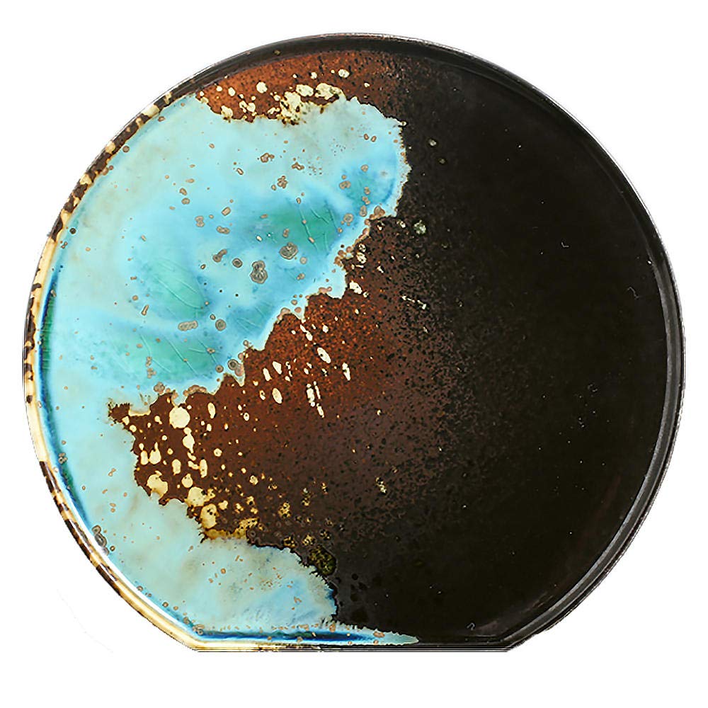 Vintage Ceramic Breakfast Plate Bread & Butter Plate Tray Color-Glazed Half Moon Plate High Temperature Firing Does Not Fade 8”/10”-White Tuba