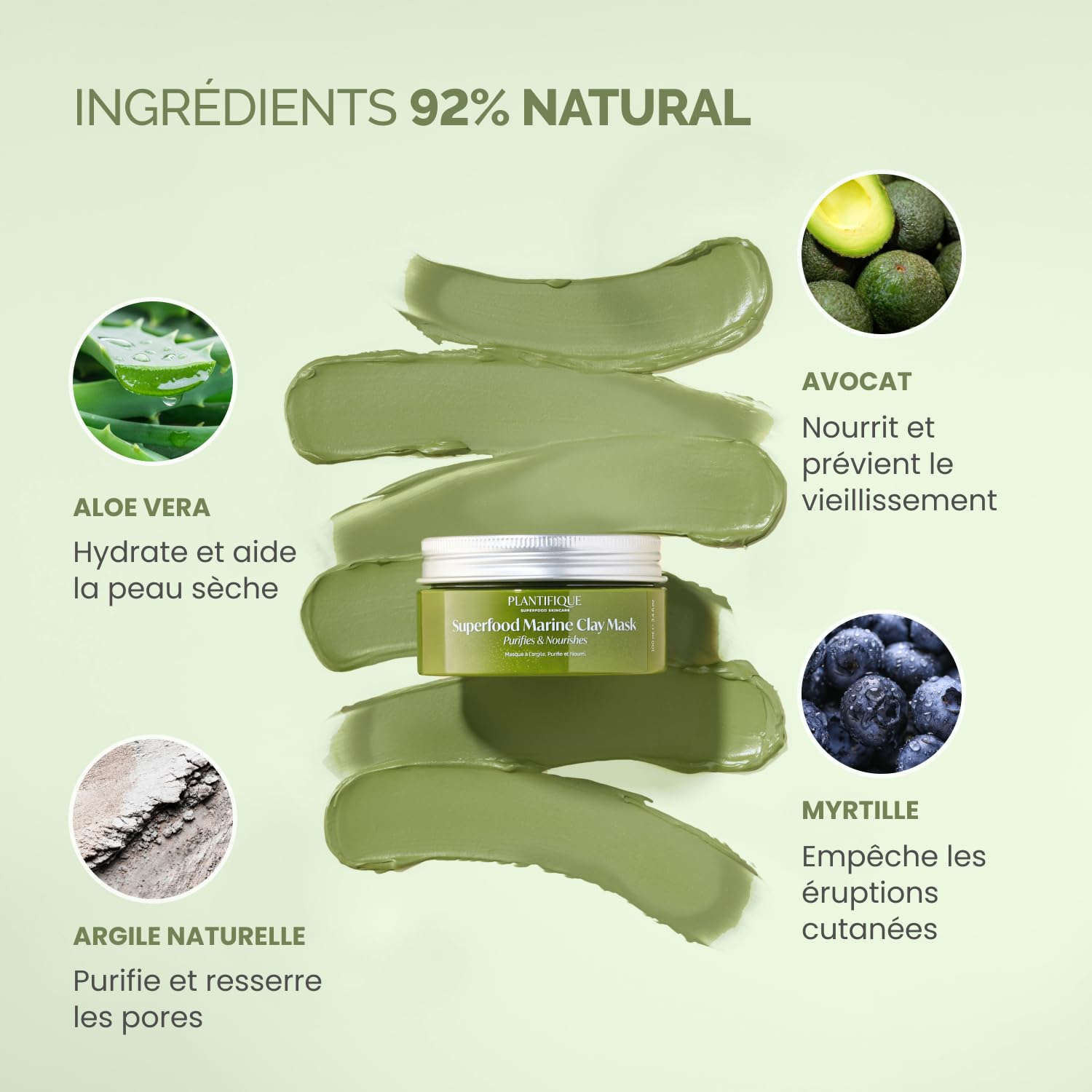 PLANTIFIQUE Korean Skincare Clay Mask – Hydrating Mud Mask, 110 g & Jade Roller & Gua Sha Set - Facial Tools for Skin Care Routine