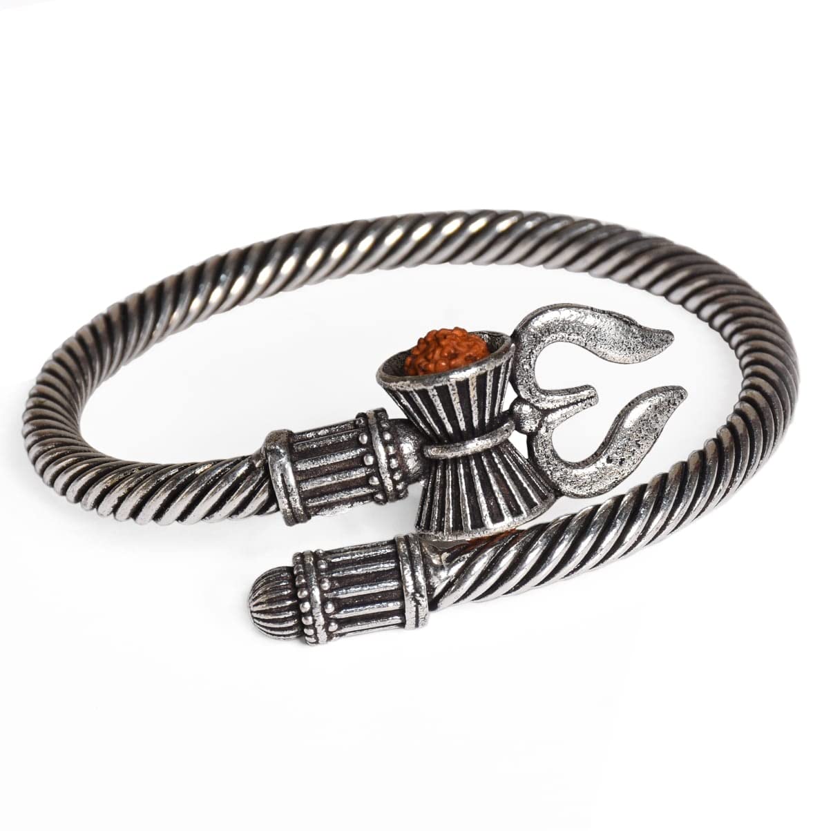 PYXIS® GSB07 German Silver Oxidised Antique Design Shiv Damru Open Kada Bangle Bracelet for Men (B09NC54JTG) Amazon Price History, Amazon Price Tracker