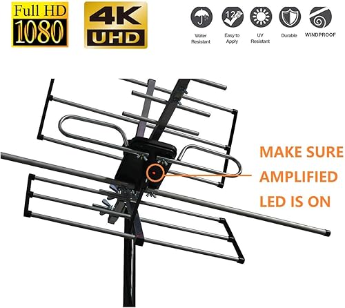 Miniatura 2 de Antena HDTV digital amplificada para exteriores - Rango de 120 millas - Amplificador incorporado - Rendimiento en UHFVHF - Cable coaxial RG6 de 40