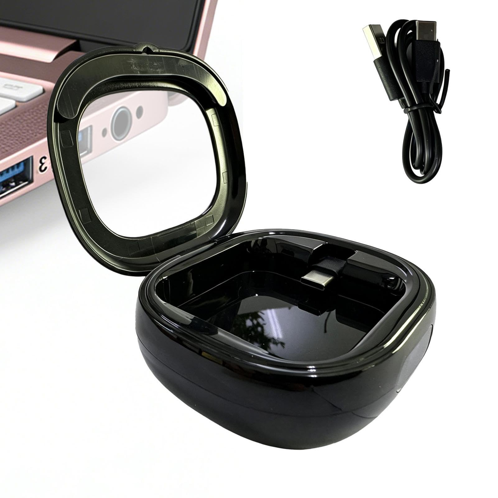 Dock Di Ricarica Anello Intelligente Con Coperchio Trasparente Display | Custodia Di Ricarica Wireless Per Smart Ring Per Viaggi Vacanze E Viaggio Di Lavoro Scuola Cas