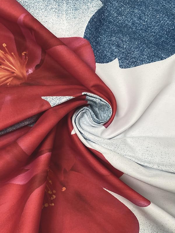 oshoplive Women's Floral Wide Leg Jeans Pants Elastic High Waist Baggy Flowers Denim Pants with Pockets Trendy4