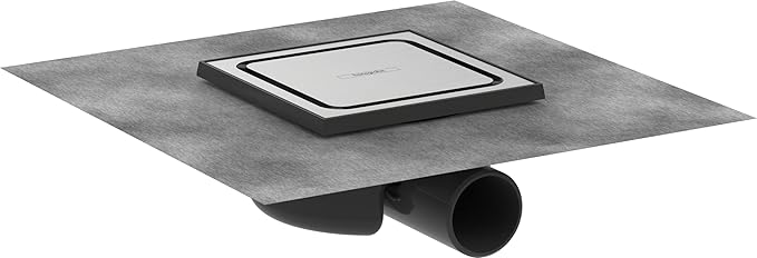 hansgrohe Komplettset Punktablauf RainDrain Spot, Bodenablauf Dusche 15 x 15cm, Edelstahl gebürstet