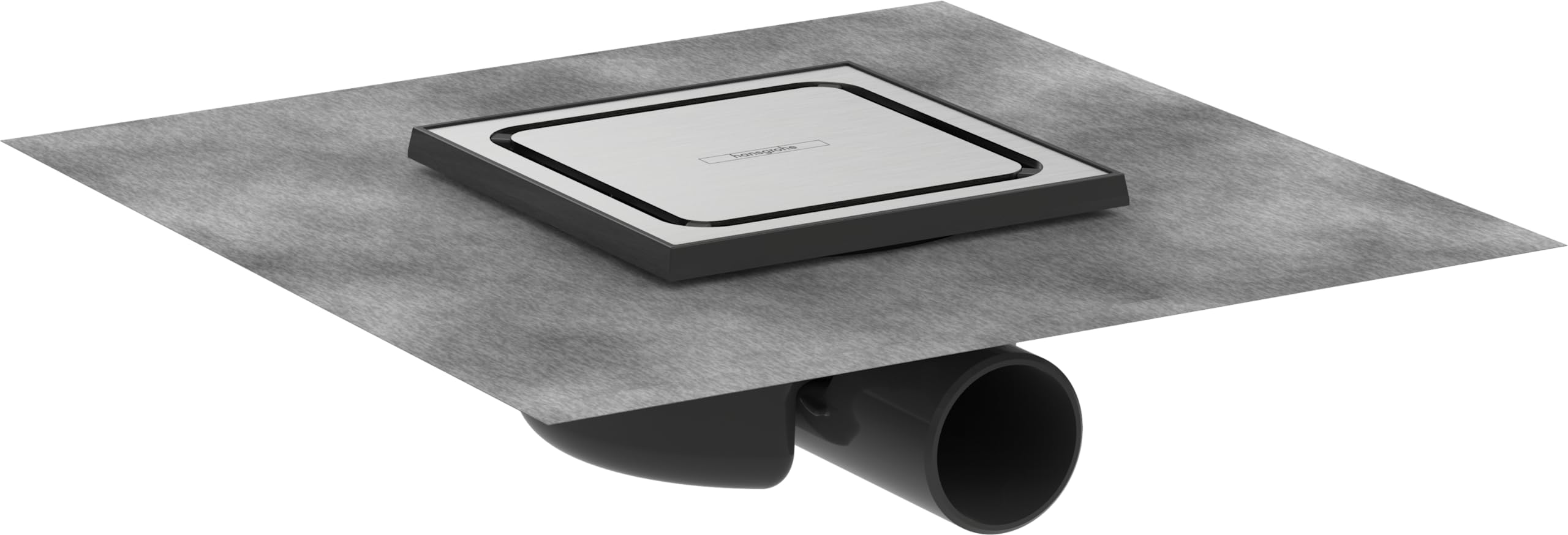 hansgrohe Komplettset Punktablauf RainDrain Spot, Bodenablauf Dusche 15 x 15cm, Edelstahl gebürstet