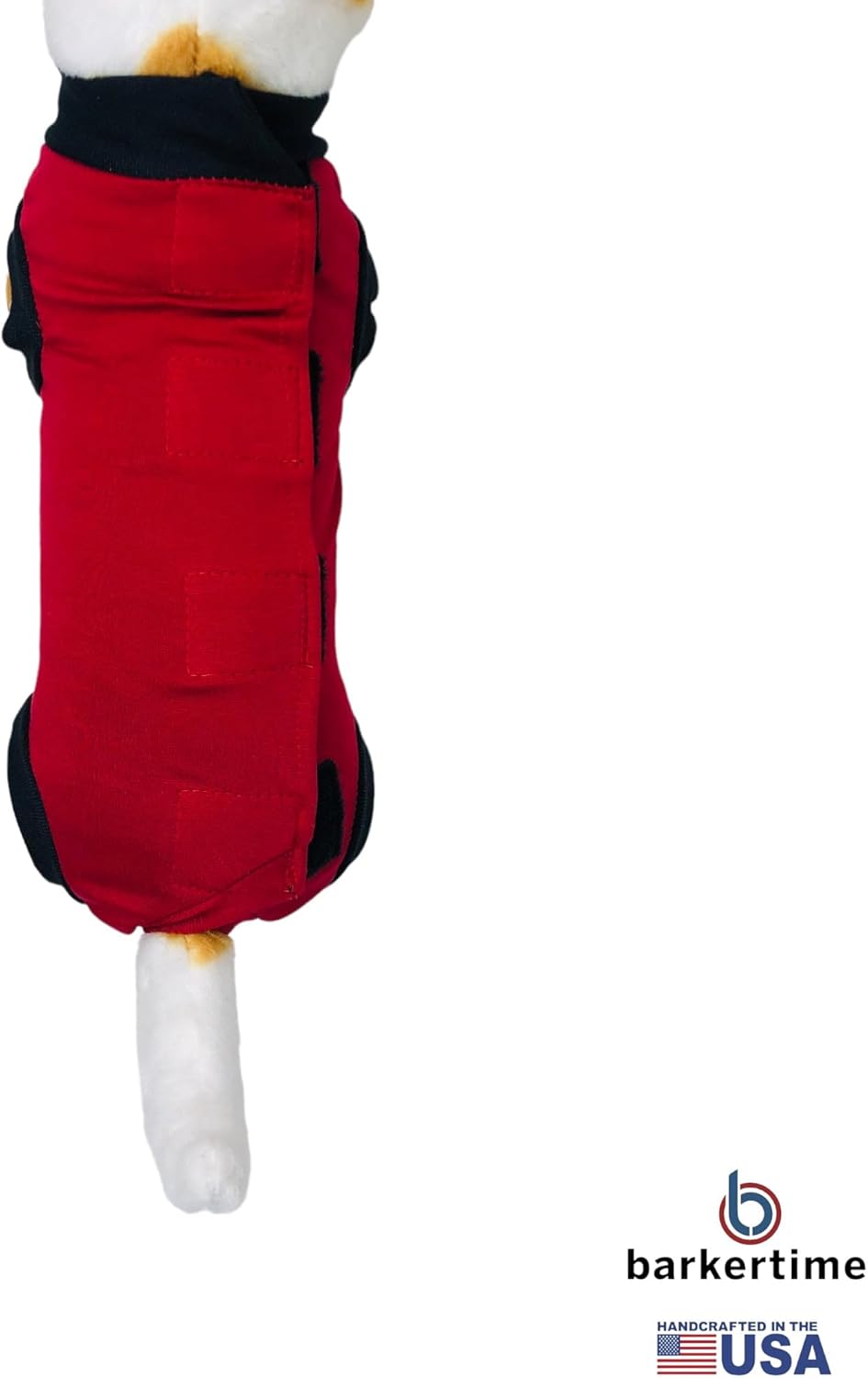 Cherry Red with Black Cuff PeeJama, S Recovery Suit for Dogs and Cats - Made in USA