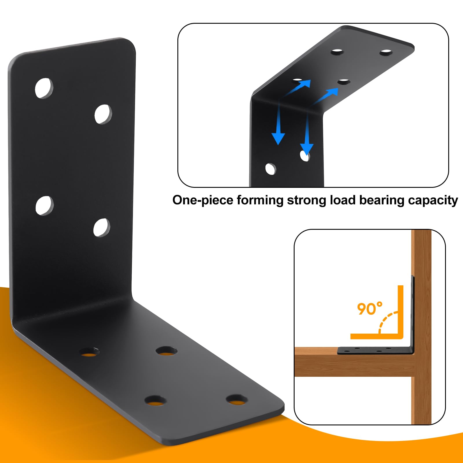 Soportes en forma de L, 16 unidades, soporte de estante de acero de 14 GA de 3 x 3 x 1.5 pulgadas, soportes de ángulo de 90 grados, soporte de esquina para muebles, cama, poste de madera