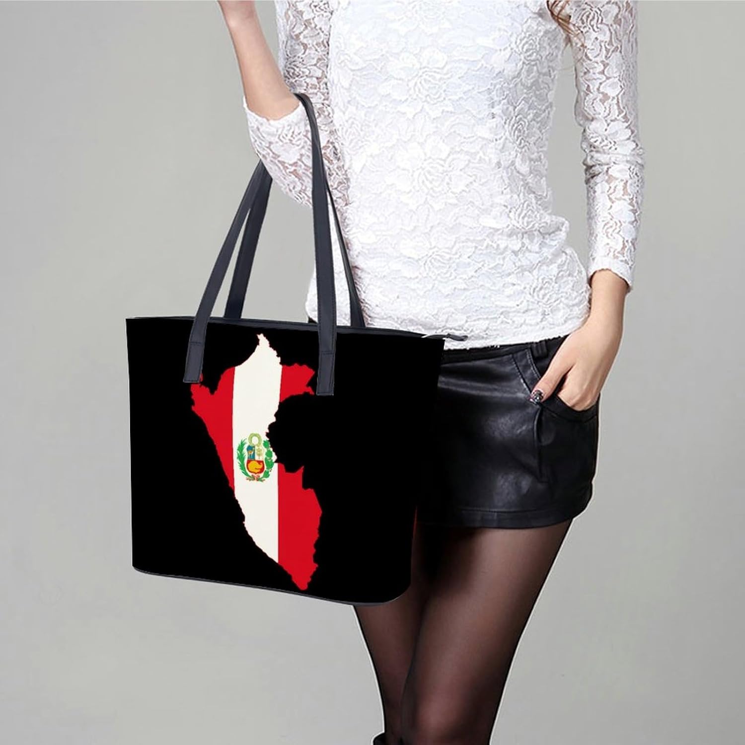 Flag Map of Peru State Women's Satchel Handbags Tote Shoulder Bag Purses for Travel Shopping Work