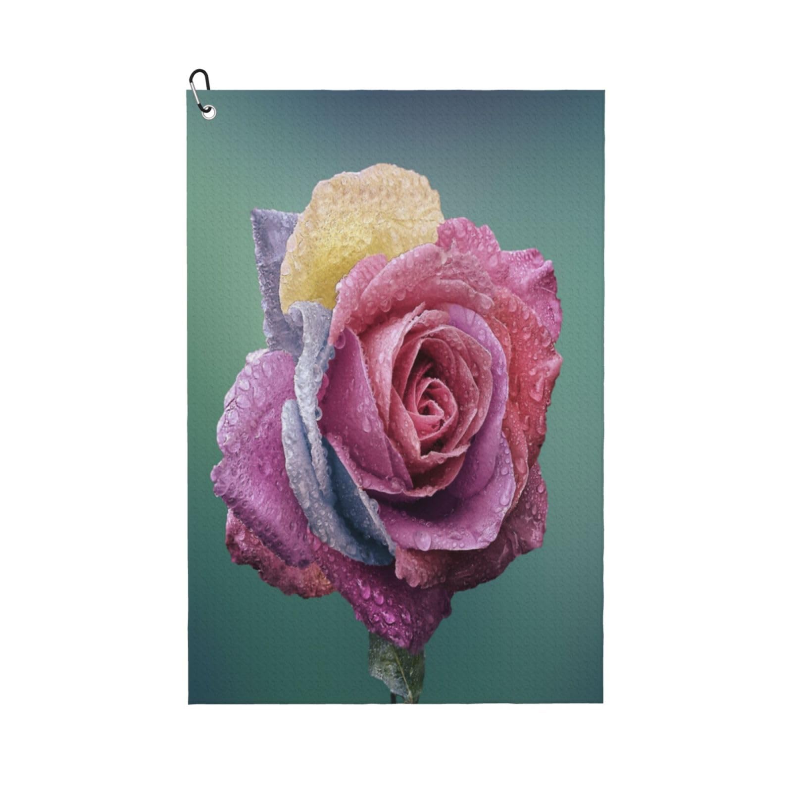 Hnnkloy Colorful Rose Romance Petals Plant, 16x24 in Portable Waffle Golf Towels with Carabiner Clip for Golf Bag