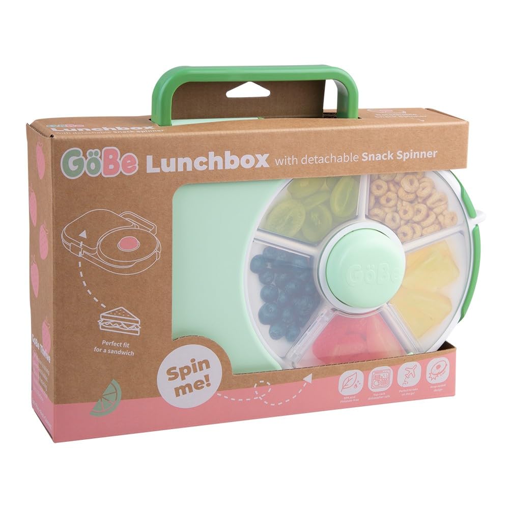 Gobe Kids – 2-in-1 Lunchbox mit kleinem Drehverschluss, Salbeigrün