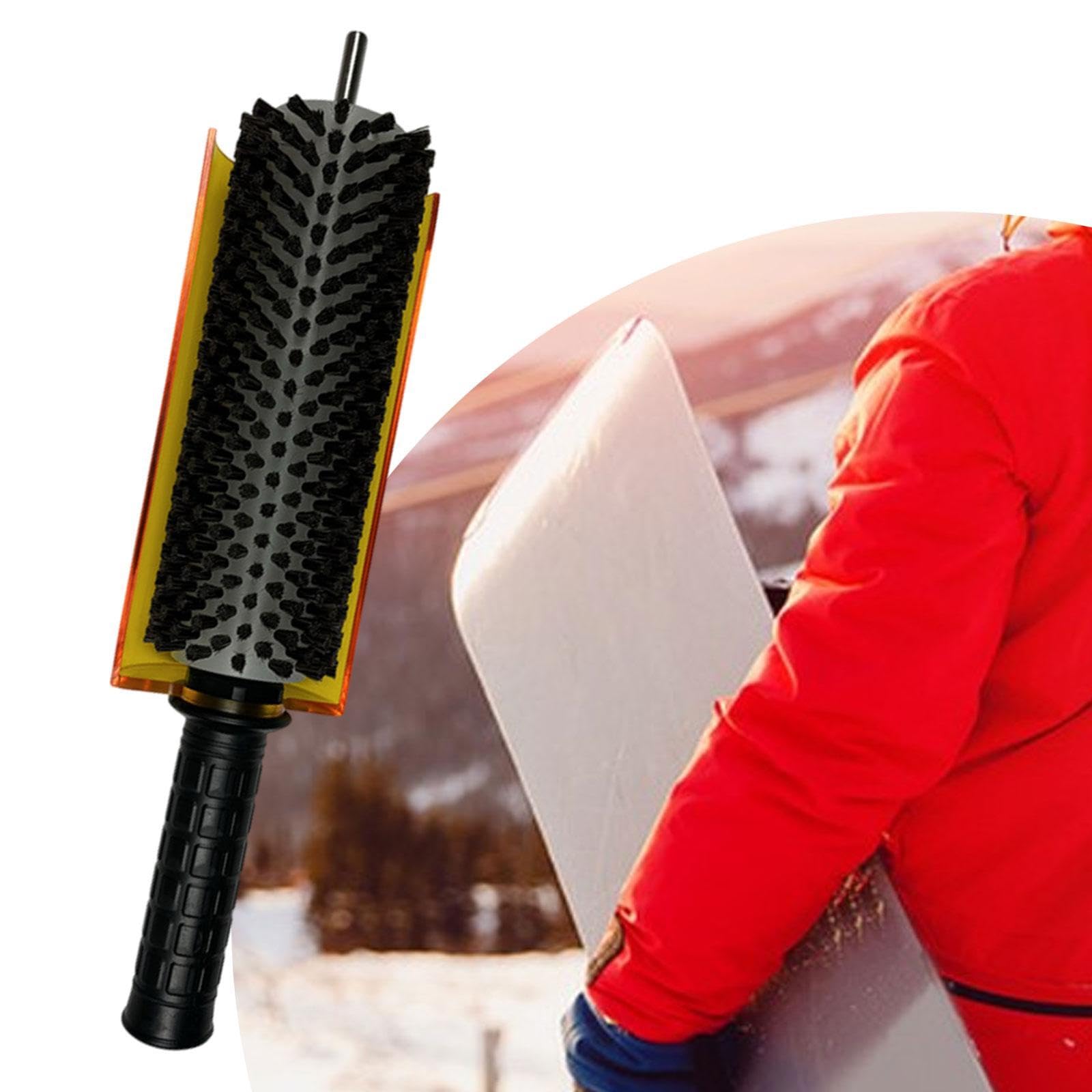 Perfeclan Cepillo de esquí con Mango de Eje y Kit de Cubierta Cepillo de Cera para esquís Cepillo Giratorio Cepillo de Cera para Snowboard Ligero y portátil