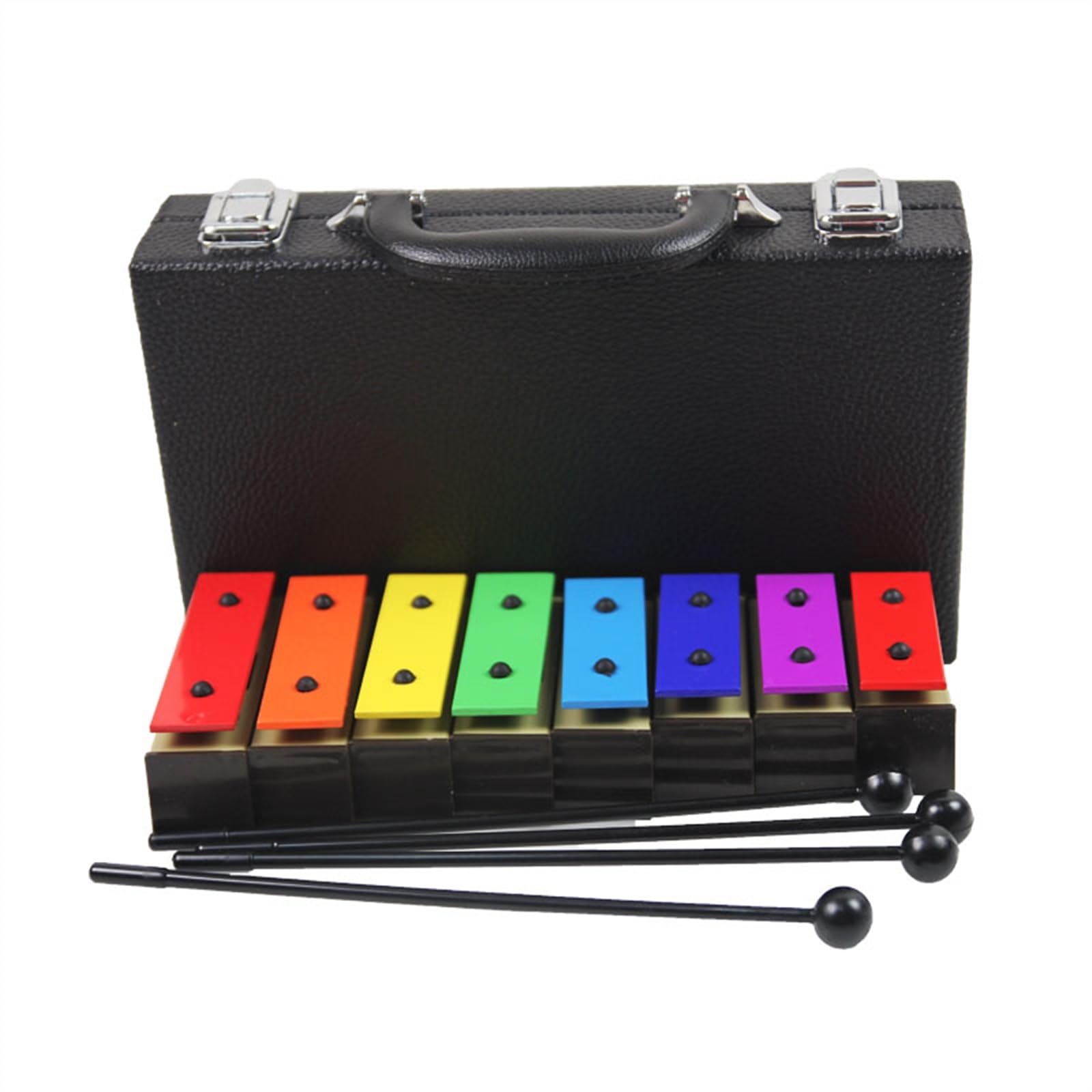 Glockenspiel Instrumento de percusión Profesional Ladrillo de 8 tonos Base de plástico Placa de aluminio coloreada Carillón Instrumento Percusión