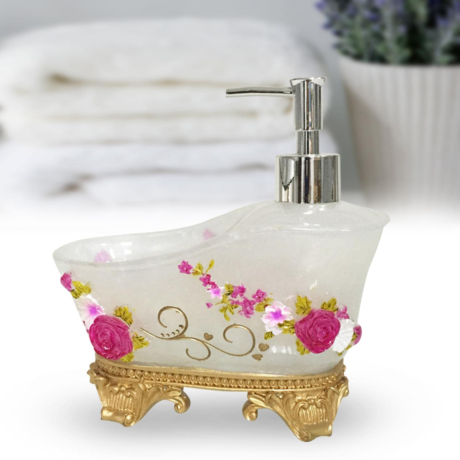 Dispensador de Jabón Recargable Botella de Loción con Bomba Contenedor para Líquido Material Resistente Adecuado para Encimera de Baño Cocina Regalo, Blanco c, Individual