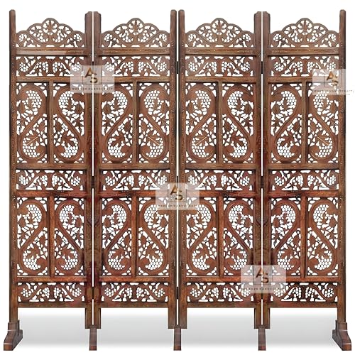 Image of Partition for Living Room,Divider,Partition Wall Divider Screen Separator, Wall Panel Divider for Hall | Bedroom |Office | Puja Room | Restaurant S Design (4- Panels with Stands)