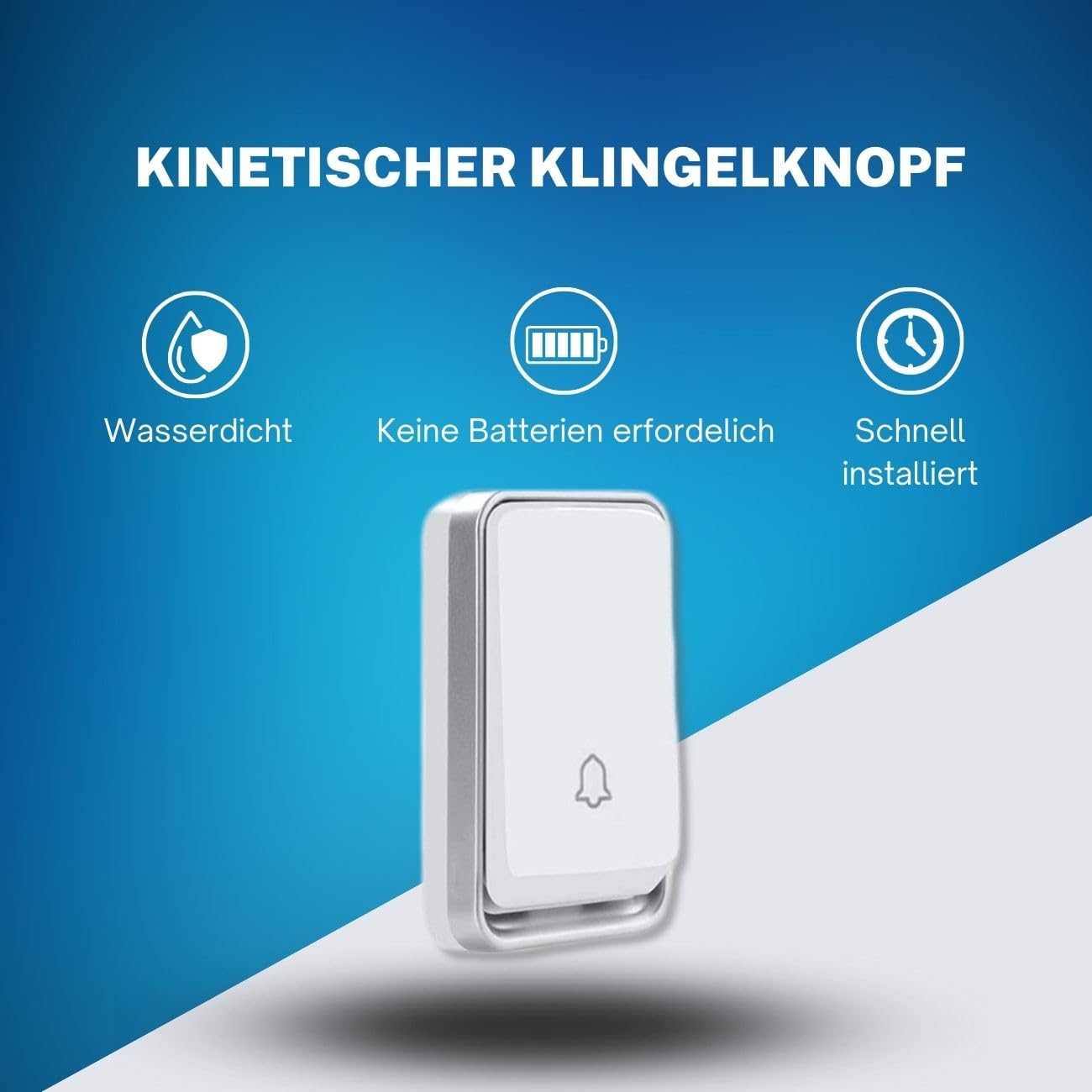 Funkklingel Set, batterielos, 2 Sender, 4 Empfänger | Keine Batterien erforderlich, 200 m Reichweite, IP55, 51 Melodien, 4 Lautstärken, LED-Anzeige, einfache Montage