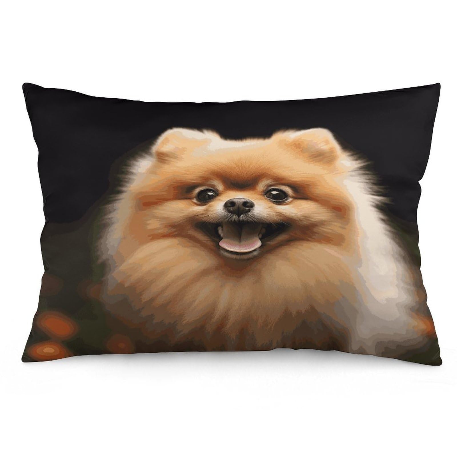 Pomeranian Throw Pillow Covers with Silent Zipper Polyester Pillow Protectors Removable Pillow Cases Soft Pillowcase Cozy Pillow Sham Cushion Cover for Sofa Car Bed 20"x30"