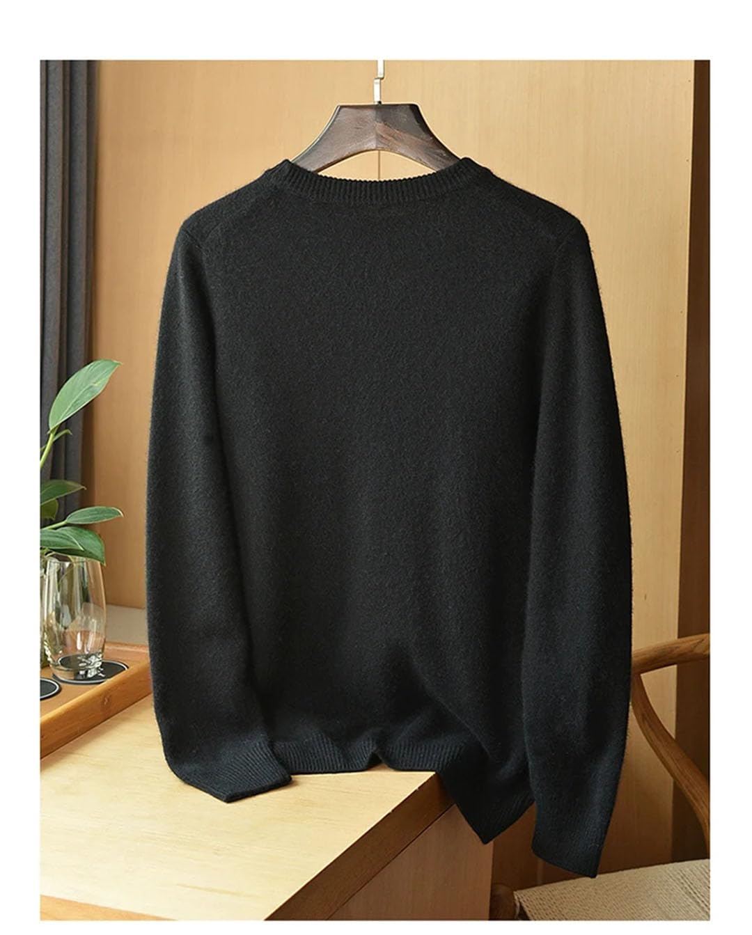 Suéter de cachemira de invierno para hombre, cuello redondo, grueso, 100% sólido, suéter de montaña