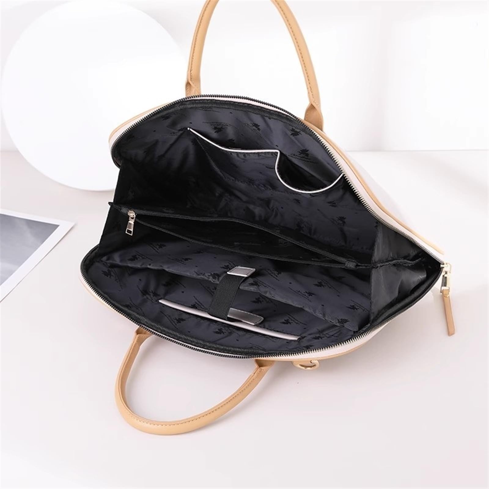 Ordenador Portátiles Funda Maletín de Cuero, Bolso de Mano, Bolso Profesional de Negocios de Gran Capacidad a la Moda, Bolso for portátil de 14 Pulgadas Funda Portatil Bolsa Multifunci