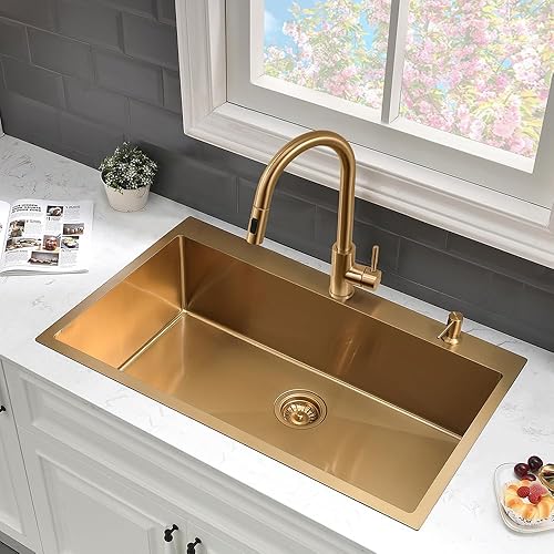 Miniatura 64 de Fregadero de cocina negro de 33 pulgadas con grifo - Fregadero de cocina negro de 33 x 22 pulgadas, fregadero de cocina y grifo de 10 pulgadas