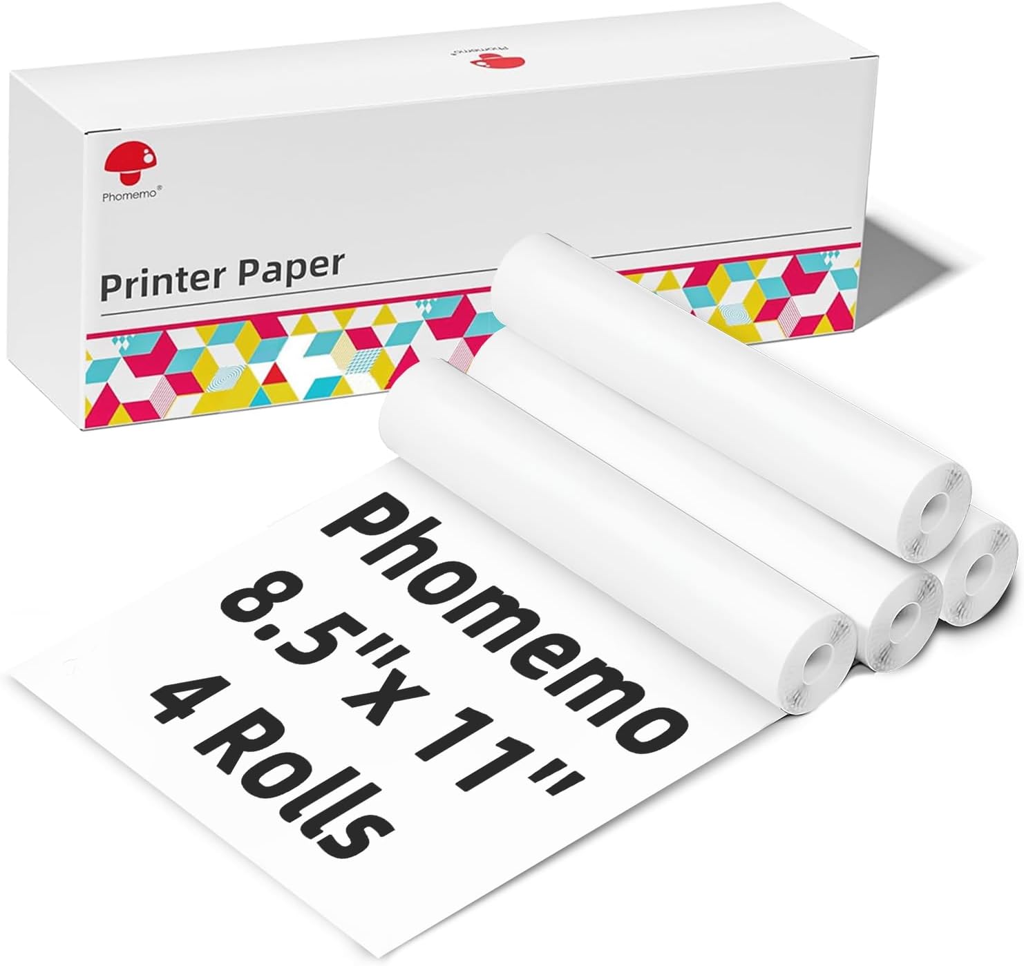 PhomemoM832 Thermal Roll Paper 8.5" x 11", 4 Rolls Quick-Dry US Letter Thermal Printer Paper, Compatible with M832 M834 M835 M836 Portable Printer