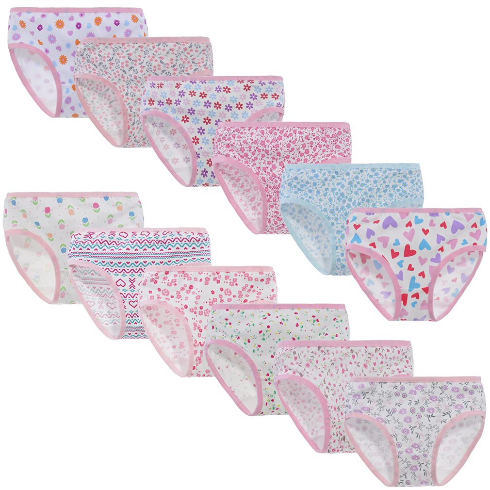 Yintry Toddler Girls' Cotton Panties Baby Soft Assorted Briefs Underwear Knickers (Pack of 12)