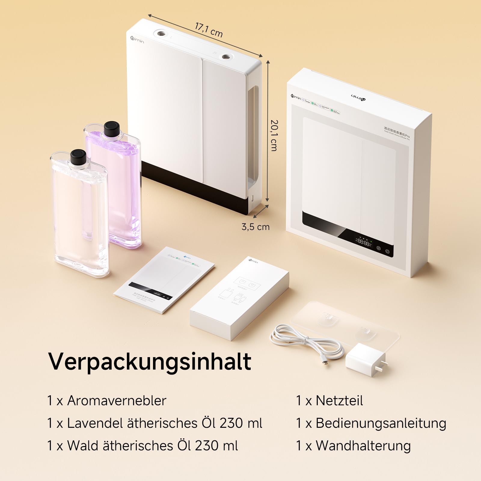 Smart WLAN Aroma Diffuser mit App – ätherische Öle Diffusor, Aromatherapie-Duftöldiffusor, Ultraschallvernebler, Air Diffuser, 2x230ml Doppelkammer-Doppeldüse, Wand/Tisch, Zuhause/Büro/Hotel