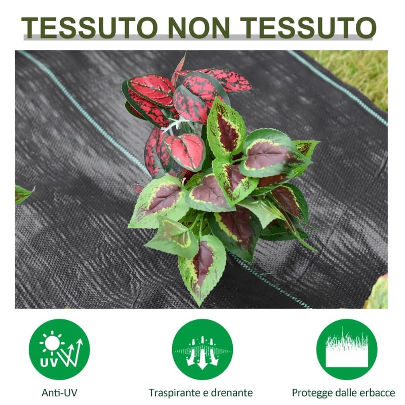 Telo Pacciamatura in Rotolo 2x25m - Anti Erbacce – Traspirante, Permeabile, Calpestabile e Drenante – Ideale per Orto, Giardino, Aiuole, Serre – Telo Pacciamatura Biodegradabile