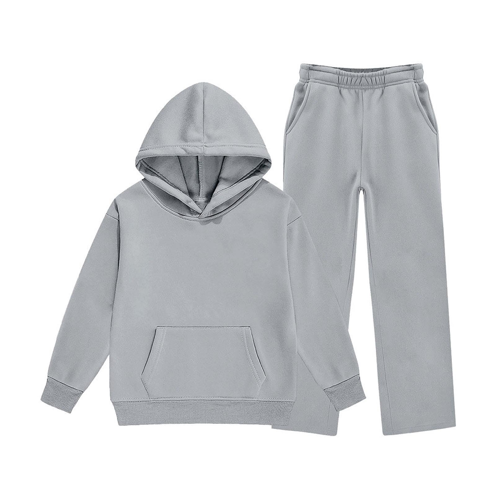 Generico Felpa con cappuccio in pile accogliente per ragazze, caldo invernale con pantaloni gamba larga per ragazze preadolescenti, colore e comfort.