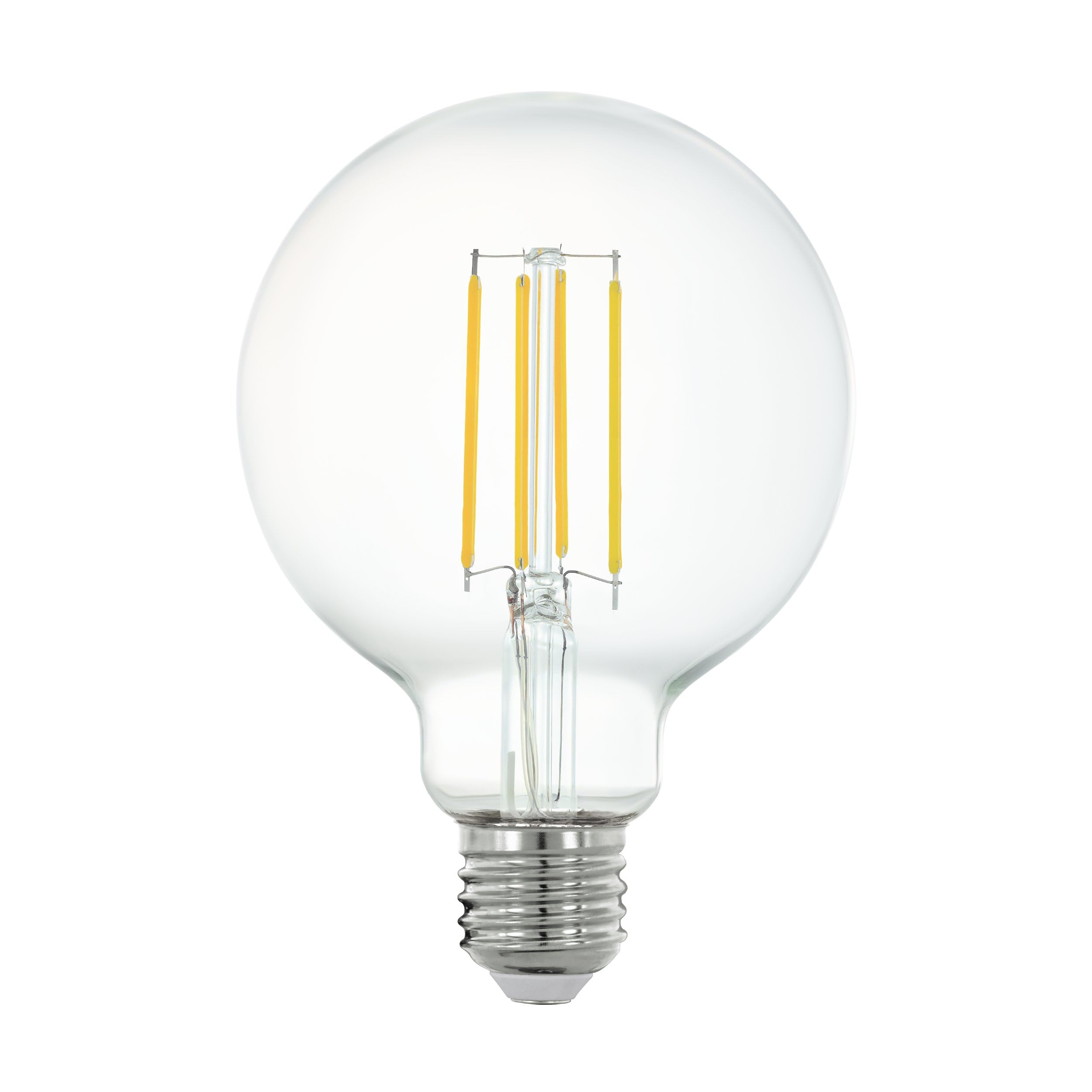 Eglo Connect.z Smart Home E27 LED Filament Light Bulb, G95, ZigBee, app and Voice Control, dimmable, Neutral White, 806 Lumen, 6 watt, Vintage Lightbulb Transparent