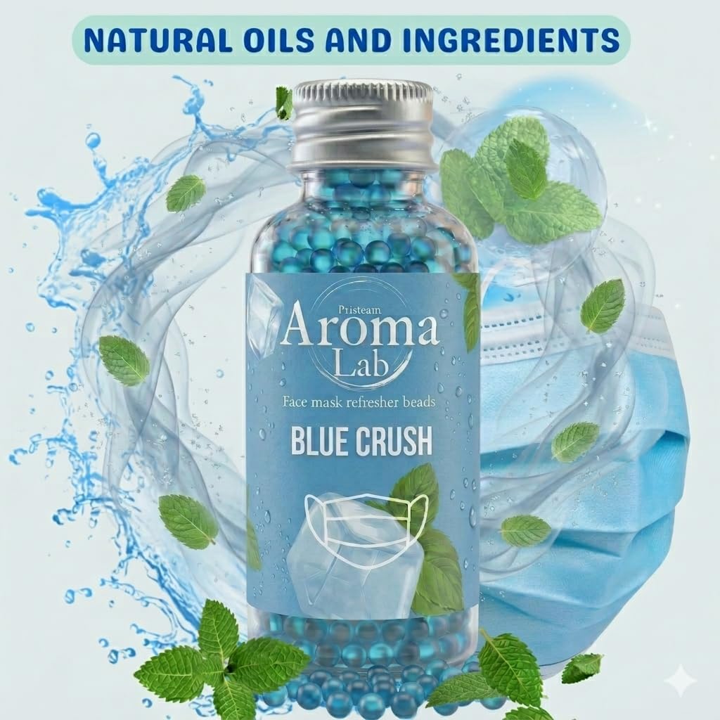 Face Mask Refresher - 1000 Blue Menthol Scented Aroma Beads for Face Masks – Long-Lasting Fresh Fragrance with Natural Essential Oils