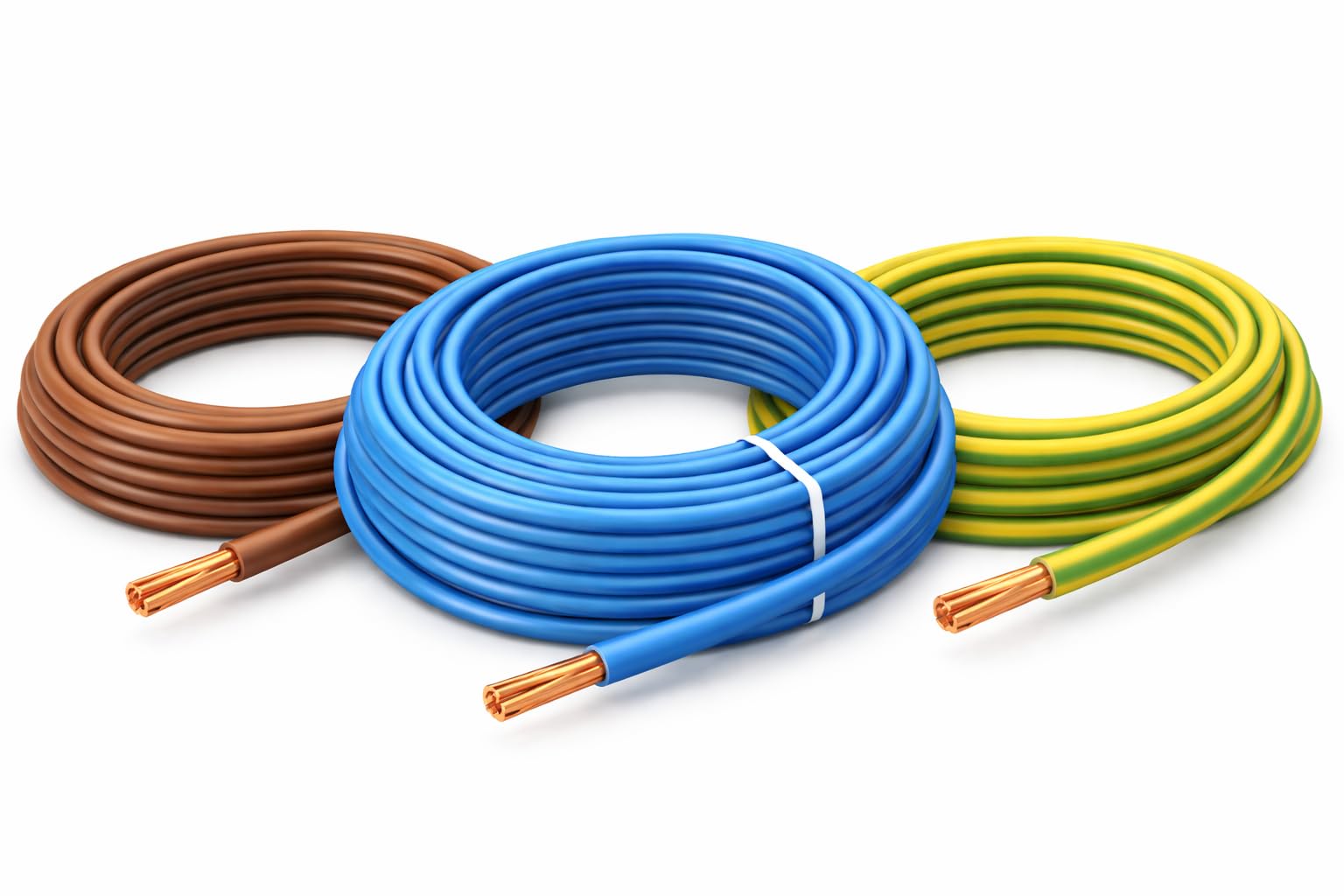 2.5mm 6491x Single Core Conduit Cable |Blue & Brown & Green/Yellow 3m Length PVC Stranded | BASEC Approved
