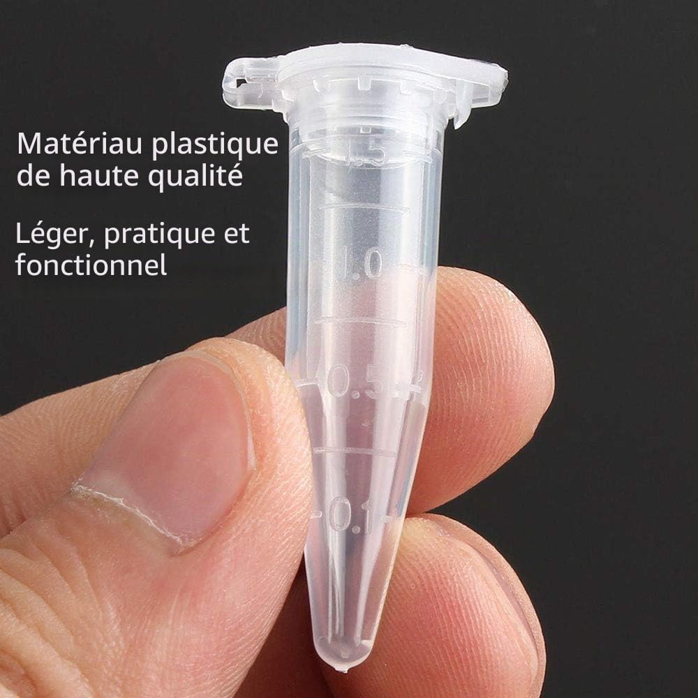 100 Pièces 1.5ml Tube à Centrifuger en Plastique Conique Tubes de Laboratoire Conteneurs D'échantillons avec Snap Cap pour l'analyse d'échantillons en Laboratoire