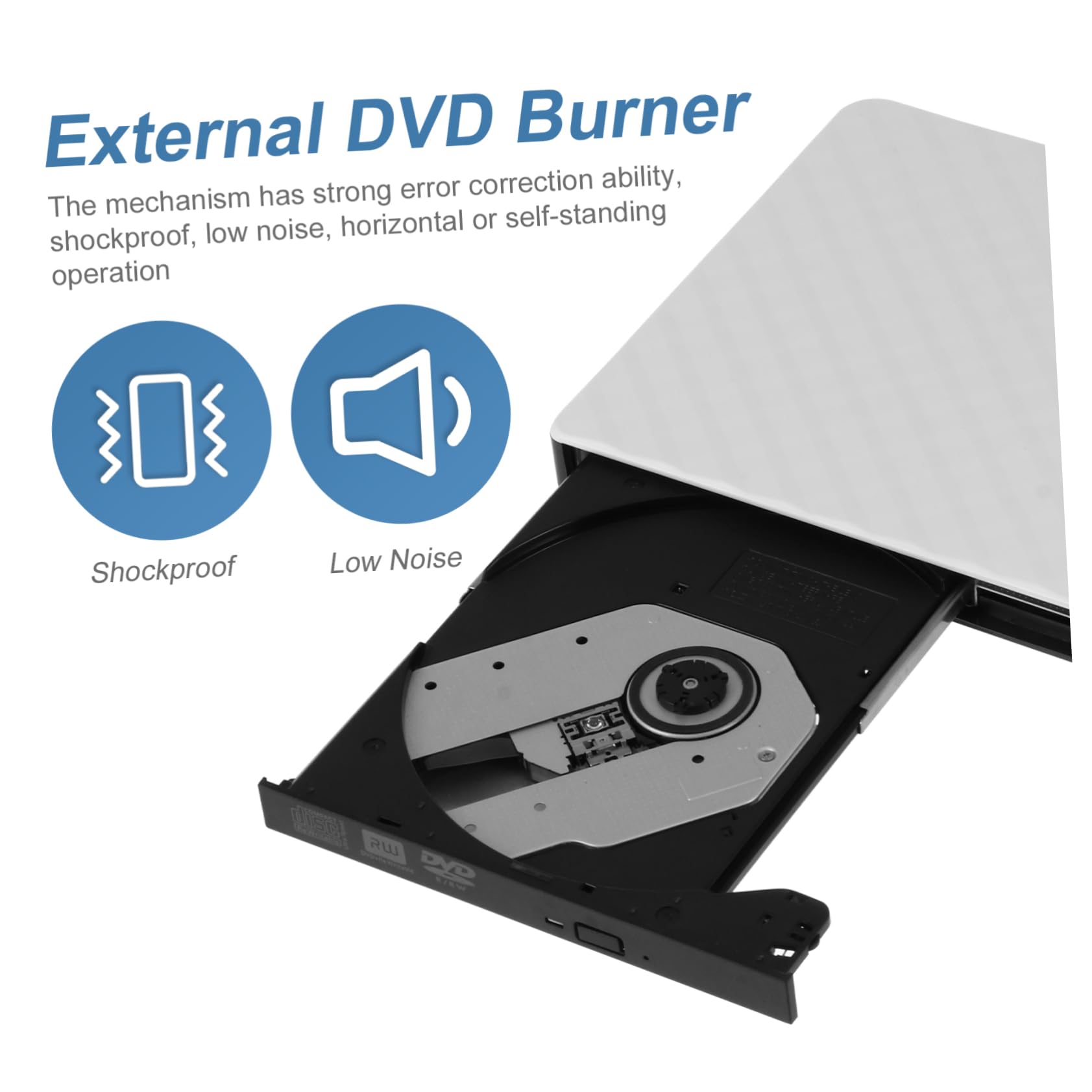 PartyKindom Masterizzatore Dvd Esterno USB 3.0 Bianco Abs Ultra Sottile | Lettore CD e Dvd per Laptop e Desktop, 8x Dvd-rom 24x Cd-rom, Basso Rumore