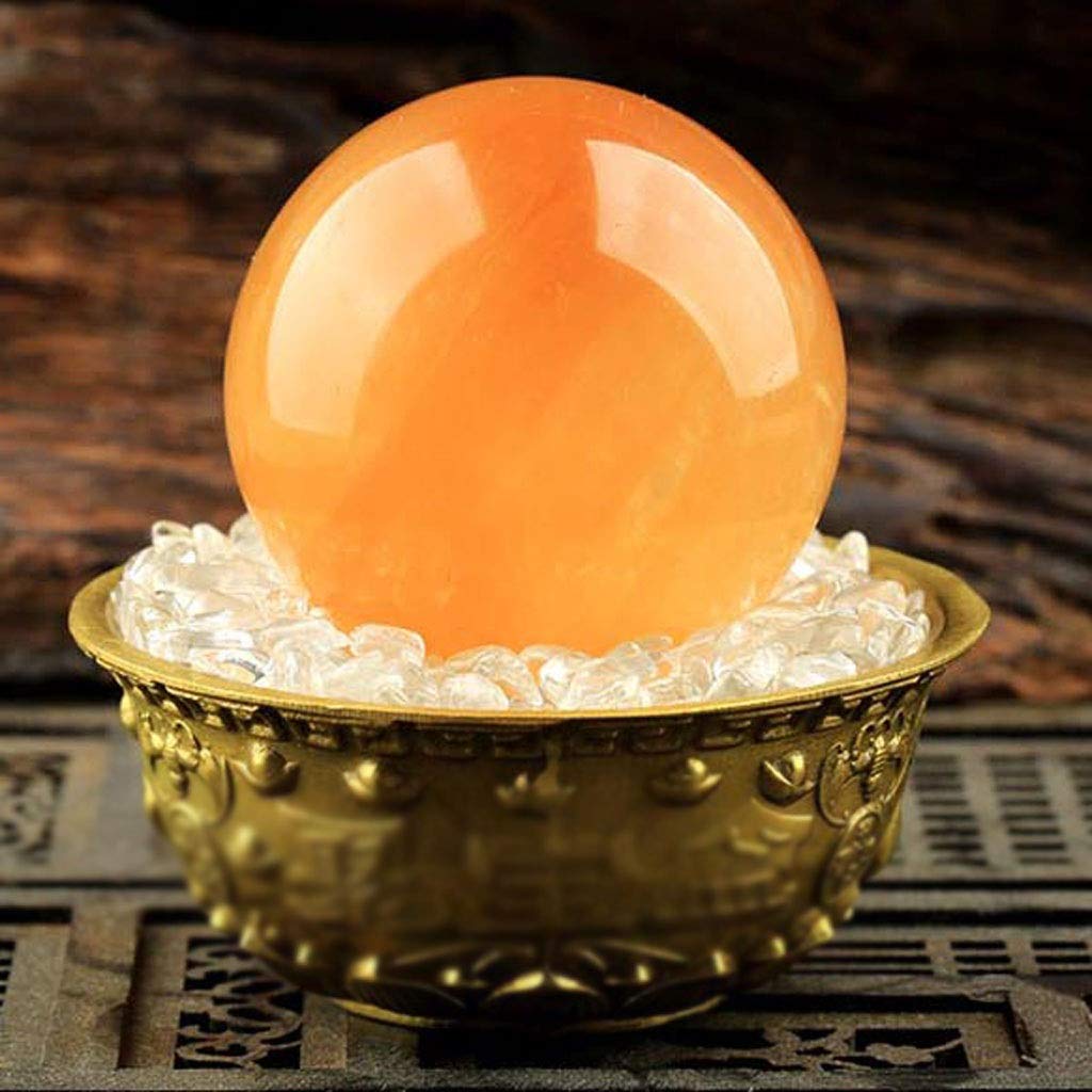 Sfera cristallo Palla di cristallo giallo, supporto in pelvico Sfera di cristallo, cattiva per fortuna, meditazione, decorazione della scrivania e decorazione della casa 5.51in Prop di Cristallo Medit