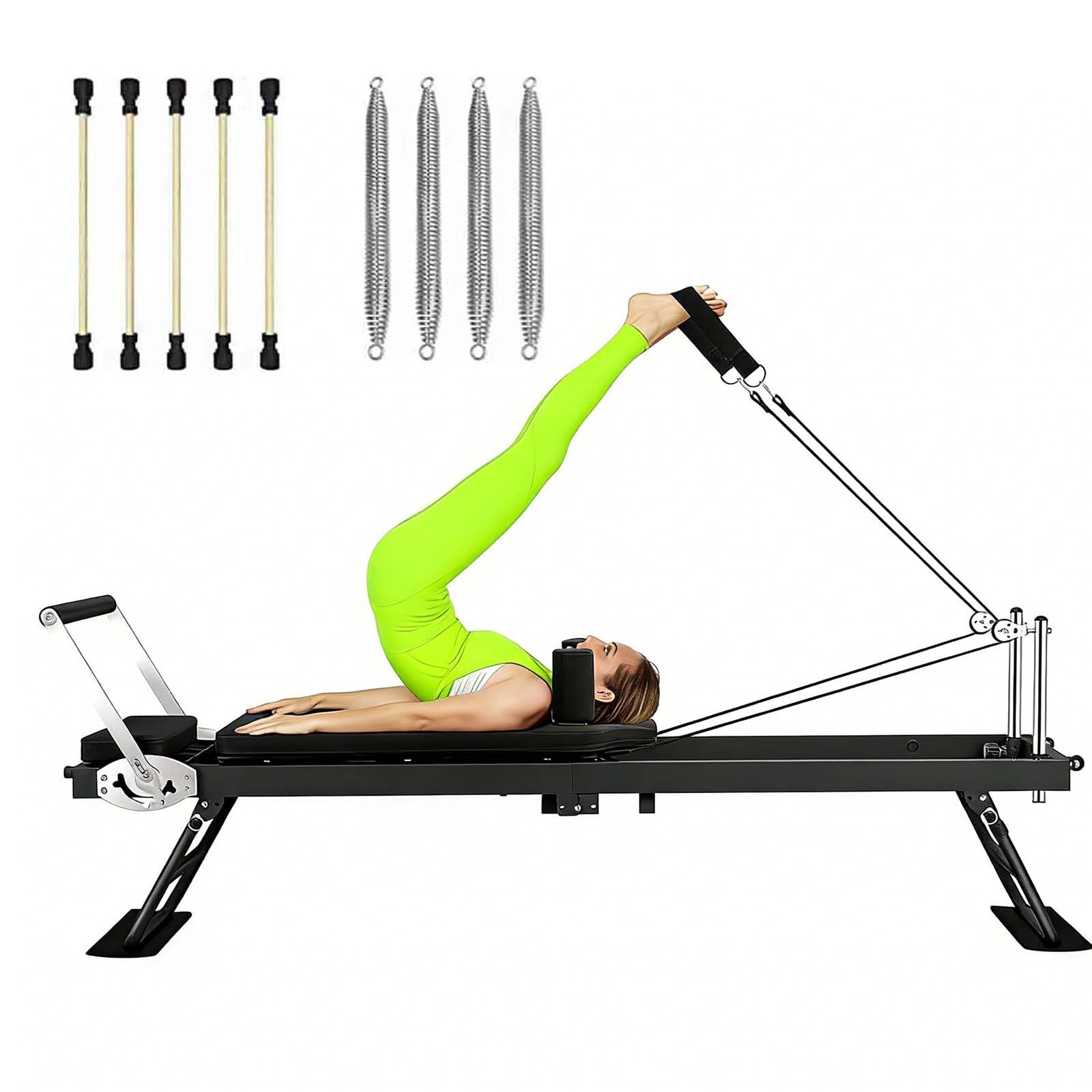 Pilates Reformer - Macchina per palestra domestica, design pieghevole con corde di resistenza per allenamento di base e tonificazione delle braccia, perfetta per allenamenti di forza e flessibilità