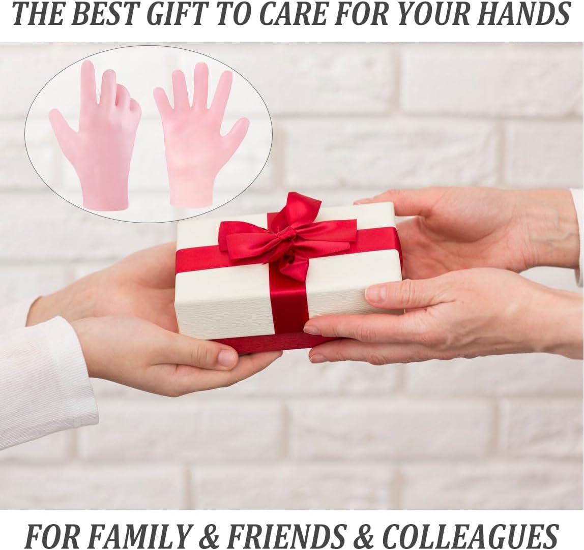 Silicone Moisturizing Gloves Soft Spa Gel Hydrating Glove Overnight Waterproof for Women Hand Skin Care Repair Dry Cracked Softening Rough Calluses One Size Fits Most (1 Pair Pink)