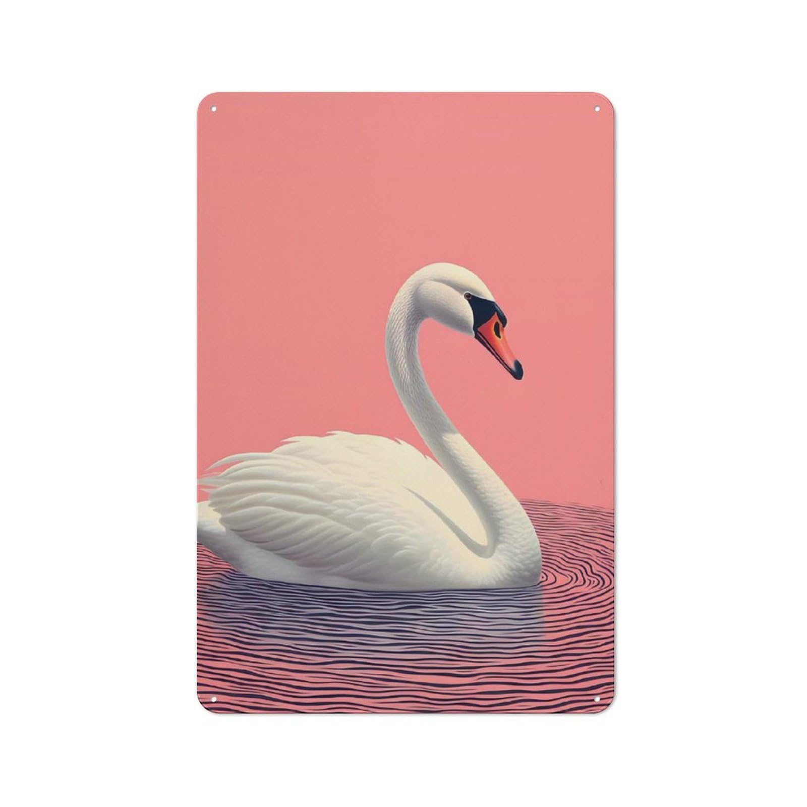 Vintage Metal Plaque 30x20cm Featuring Abstract Swan for Home Bar Wall, A Metal Wall Feature for Home Bars And Entertaining Spaces