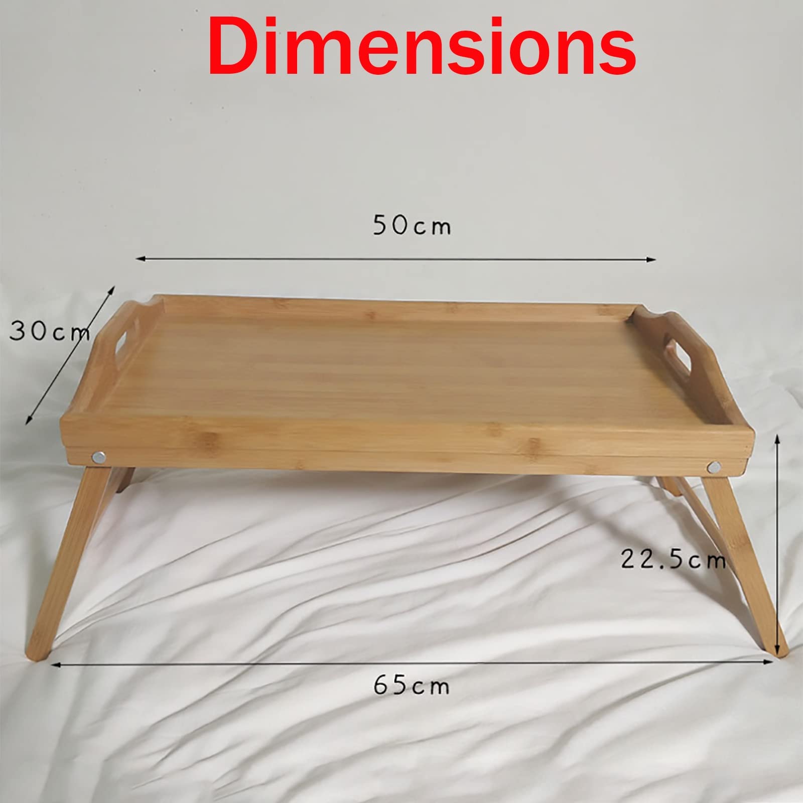 Mesa Auxiliar con Ruedas, Bandeja de Cama de bambú con Patas de Mesa abatibles Patas de pie Bandeja para portátil Apta para Personas con Movilidad Reducida
