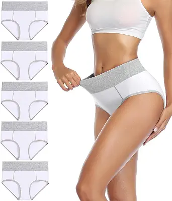  Women's Cotton Underwear High Waist Stretch Briefs Soft Underpants Ladies Full Coverage Panties 5 Pack