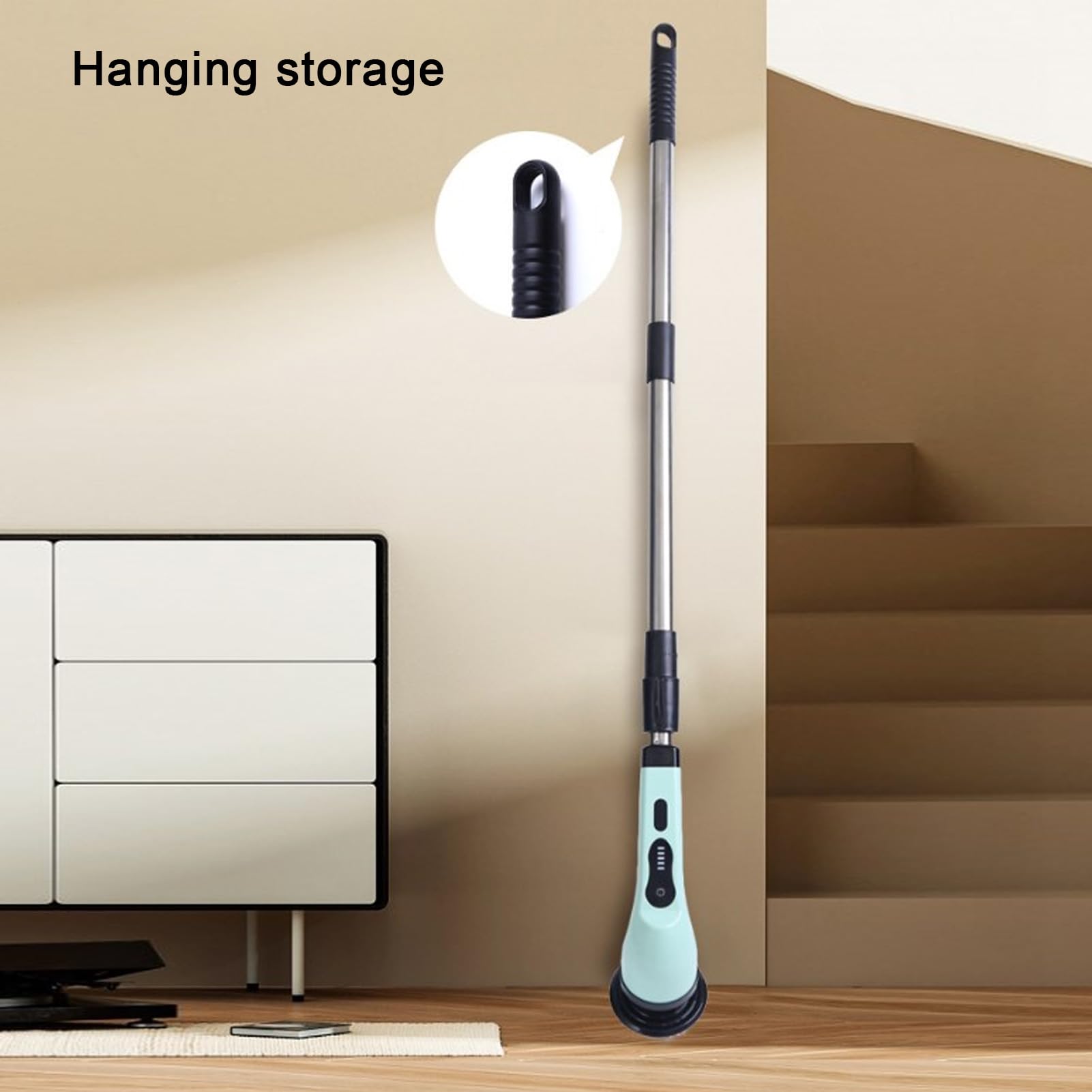 Mopa eléctrica para ventana, lavabo y bañera, limpiador para baño, cepillo de limpieza eléctrico inalámbrico con mango ajustable con 6 cabezales de repuesto