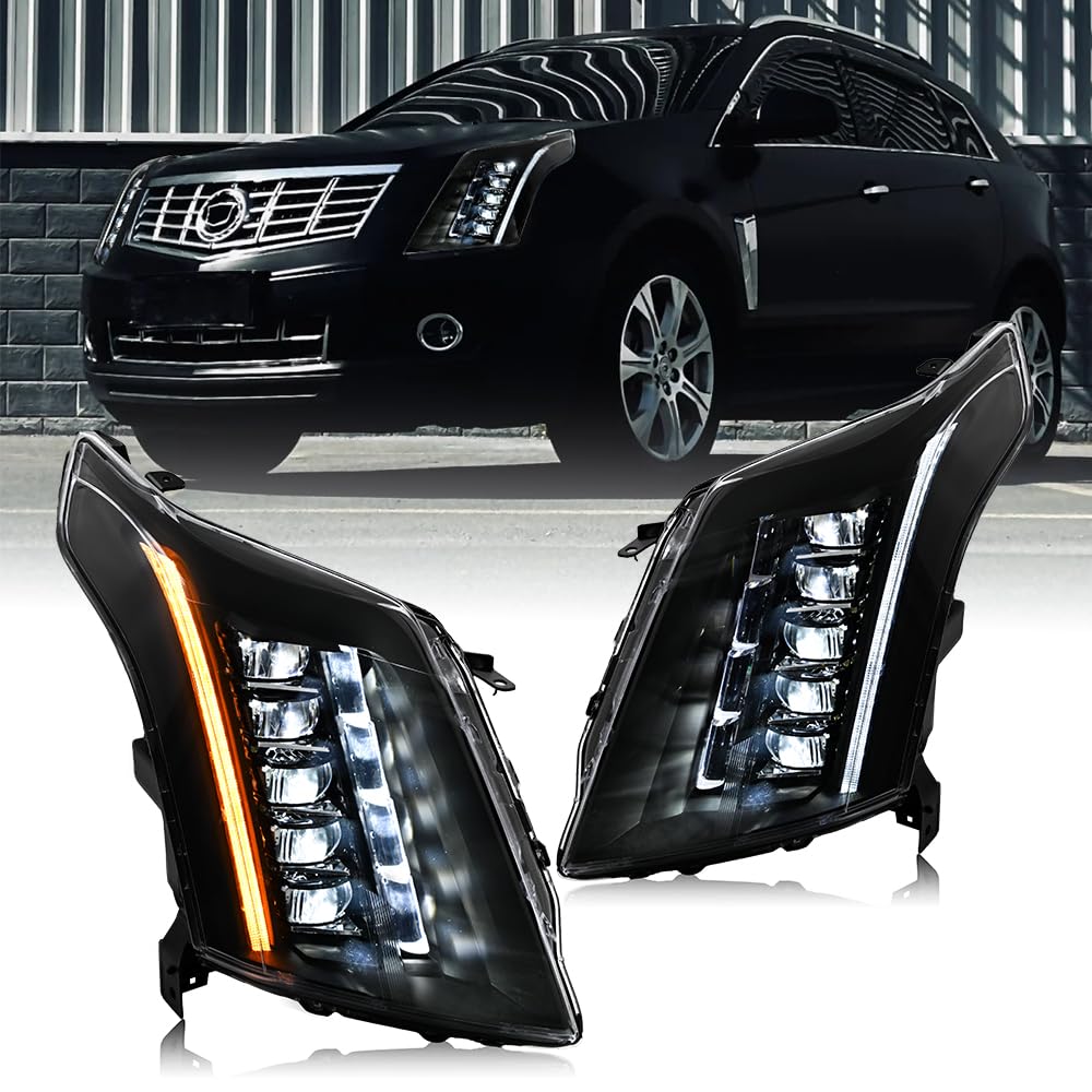 T T-ABC New Escalade Style Front Lamp Compatible with 2010-2016 Cadillac SRX Luxury Performance Premium Sequential Animation Custom Lights Accessories