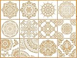 12 Pack Large Reusable Mandala Stencil for Painting Laser Cut Painting Template for Furniture Floor...