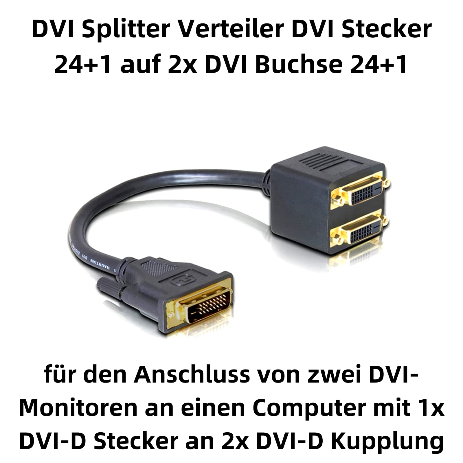 R12CS Cavo splitter DVI – 1 adattatore DVI-D maschio a 2 prese, supporto doppio monitor per porta, ideale per la configurazione a due monitor